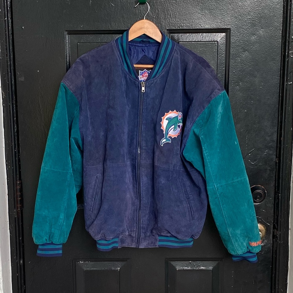 Vintage Miami Dolphins Suede Leather Jacket - Picture 2 of 8